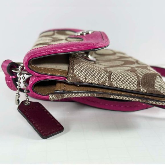 Coach Crossbody Hot Pink Tan Wallet 6x4.5 - Picture 2 of 7